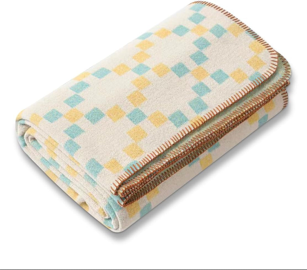 ACUSHLA 200,7 x 160 cm, 1,7 kg, manta, manta de lana, cálida manta de viaje, manta de punto, mantas decorativas para sofá, silla, sofá, cama, salón, camping, apto para todas las estaciones Ww203 Camas y fundas Beuche den ACUSHLA-Store Amarillo Azul 160 x 200 cm