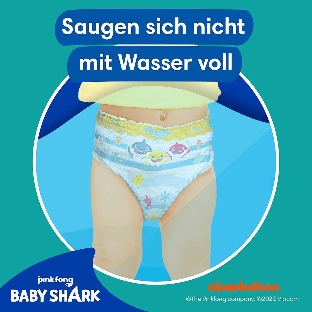 Pampers Splashers Baby Shark Pañales de natación desechables de edición limitada 4-5, 11, 9 kg-15 kg, para una protección segura en el agua