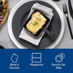 Villeroy & Boch – Set de veselă Manufacture Rock, 6 piese, Set de veselă pentru 2 persoane, Porțelan Premium, Negru