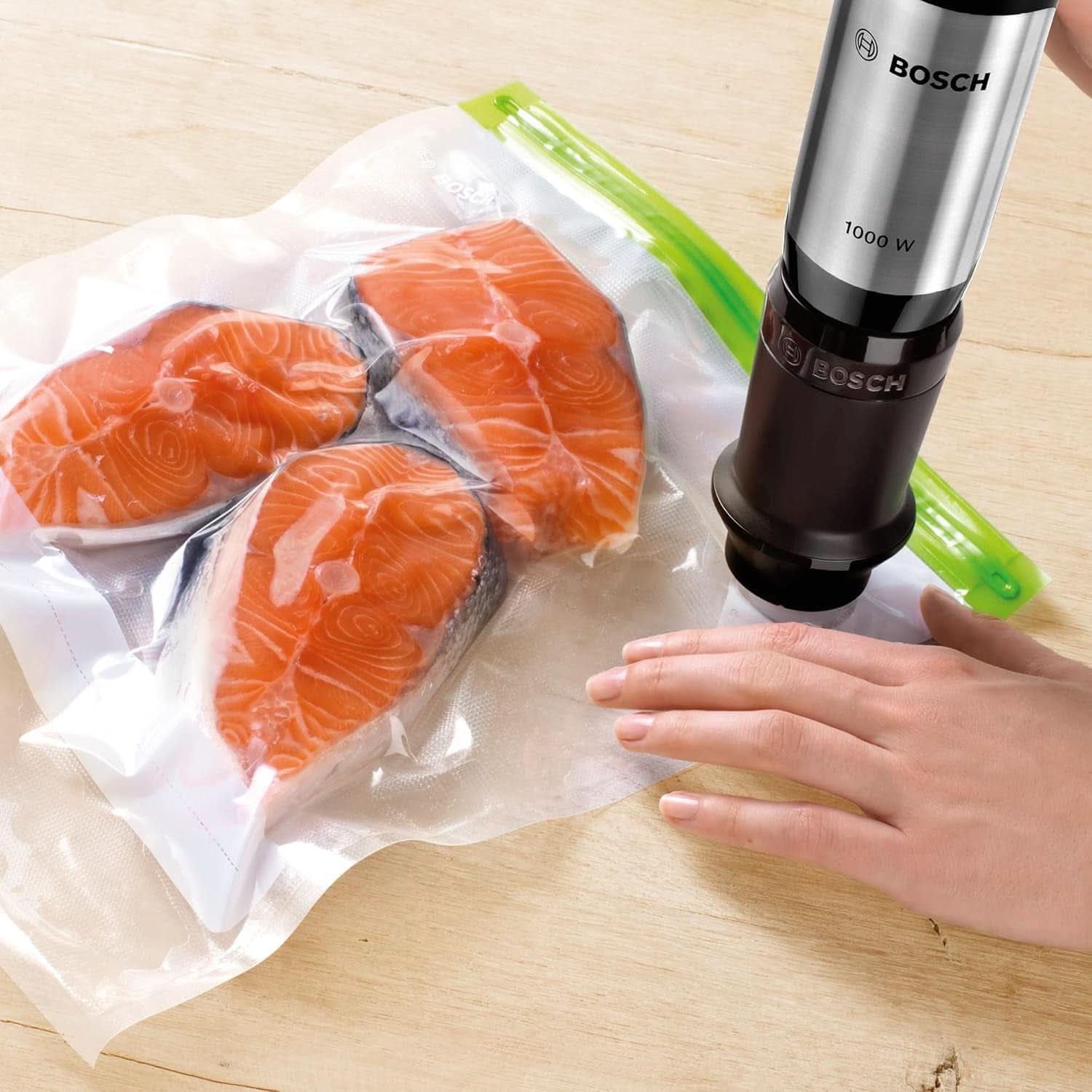 Bosch Ergomixx Style Stabmixer MS6CM61V2, función Vakuum, bomba Vakuum, beutel Vakuum, 4-Klingen-Messer, 12 Stufen, función Turbo, 1000 W, negro/antracita Madre e hijo Naty Shop