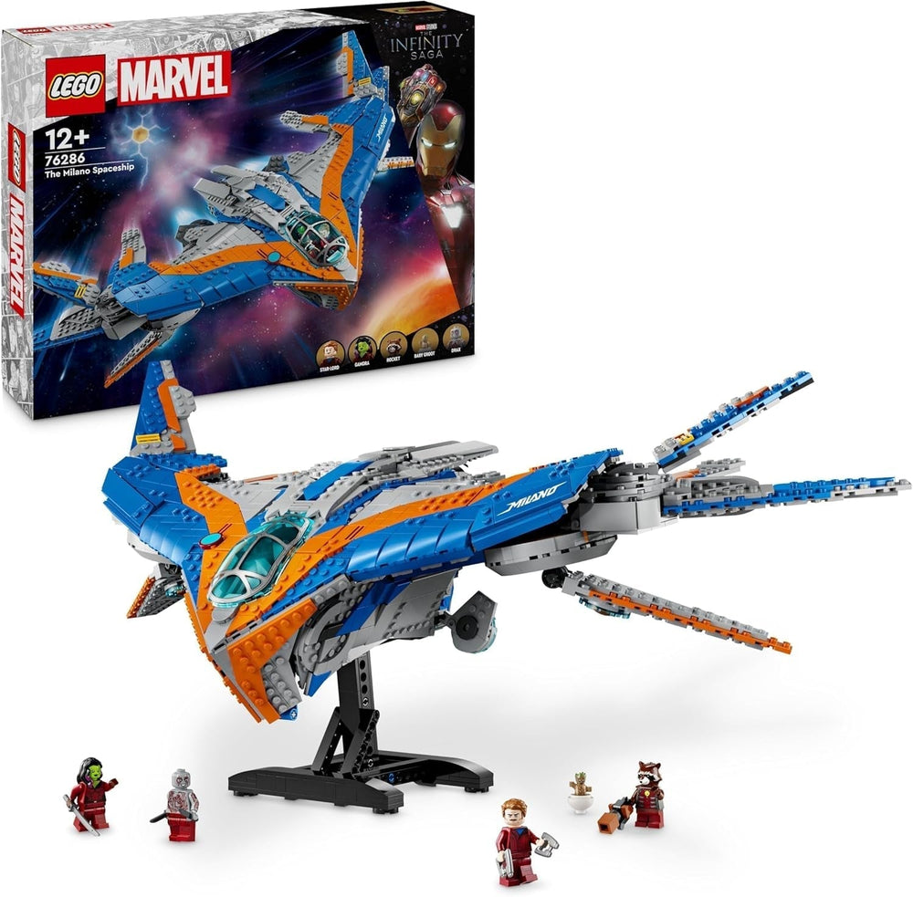 LEGO Marvel Guardianes de la Galaxia: Modelo de nave espacial de construcción Milano con 4 minifiguras de superhéroes Avengers Flyer para aventuras espaciales Regalo para niños y niñas 76286 Juegos de construcción Besuche den LEGO-Store Default Title