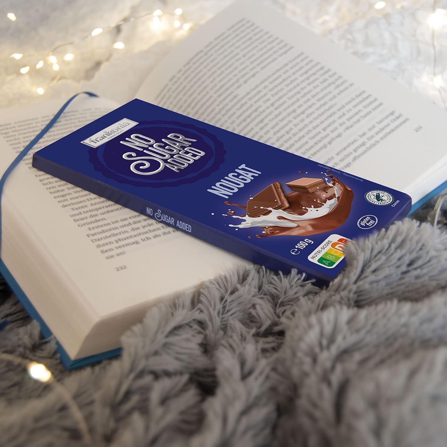 frankonia CHOCOLATE SIN AZÚCAR AÑADIDO Chocolate con turrón sin gluten, 100 g (paquete de 4)