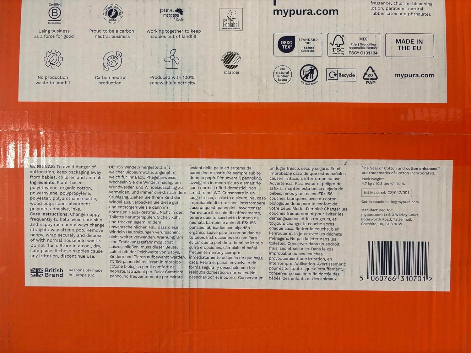 Pañales Eco Baby - Talla 3 (4-9 kg), 1 paquete (26 pañales), Pañales ultra suaves para pieles sensibles, Algodón orgánico, Hasta 12 horas de protección contra fugas, Nueva guía de tallas