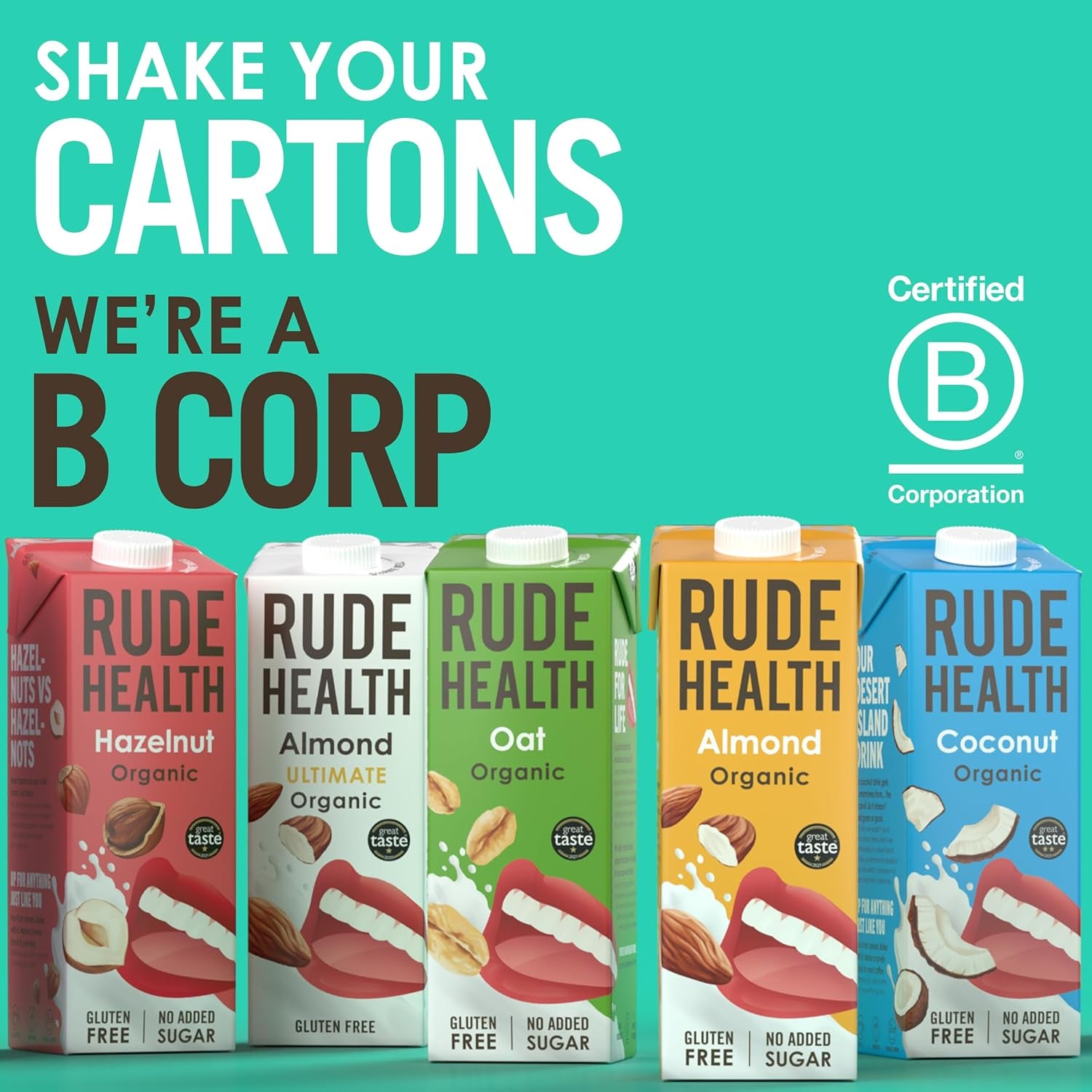 Rude Health 6 x 1 litro de bebida biológica de anacardos, 100 % natural, bio getränk, libre de gluten, ungesüßt, preisgekrönt, gesund & vegan, 100 % recycelbare Verpackung