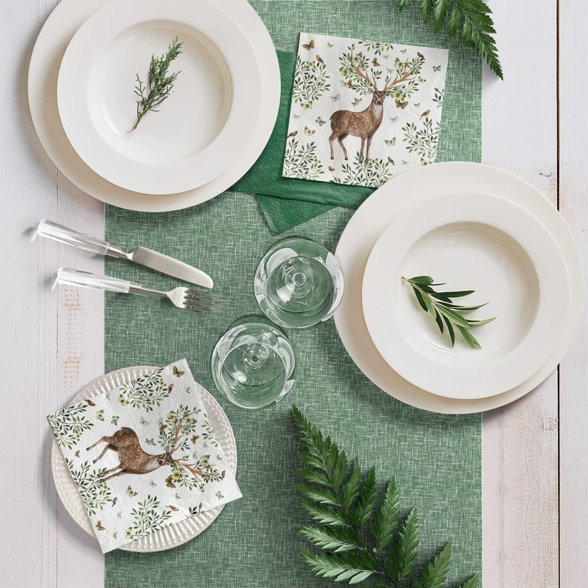 PAW - Șervețele 3 straturi (33 X 33 Cm) I 20 bucăți I Perfect pentru zilele de naștere ale copiilor, petreceri, comuniuni și sărbători I Șervețele de hârtie colorate cu motivul petrecerii I Animale, bucurie, petrecere - coarne de pădure