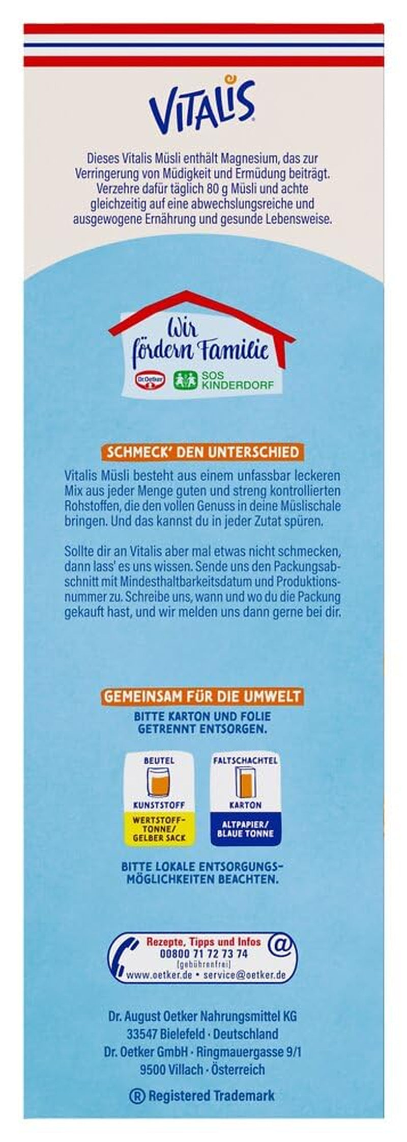 Dr. Oetker Vitalis Less Sweet Crunchy Pure: muesli crujiente con un 30 % menos de azúcar, paquete de 5 (5 x 600 g)