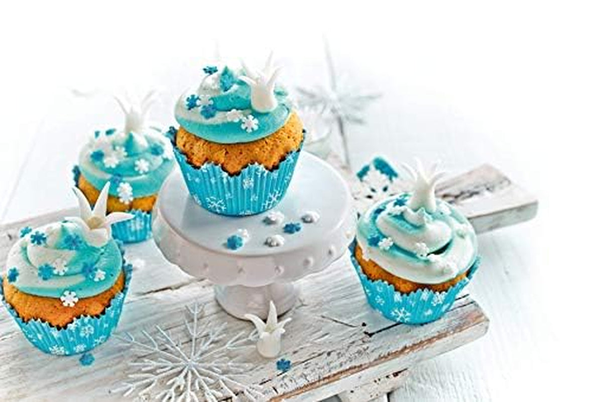 RUF Cupcakes Für Eis-Prinzessinen Und Prinzen, Mit Torten-Creme in Eisblau, Zucker-Eiskristallen Und Fondant Für Zuckerkronen, Inkl. 12 Backförmchen, 1 X 391G Glazuri si Decor Naty Shop