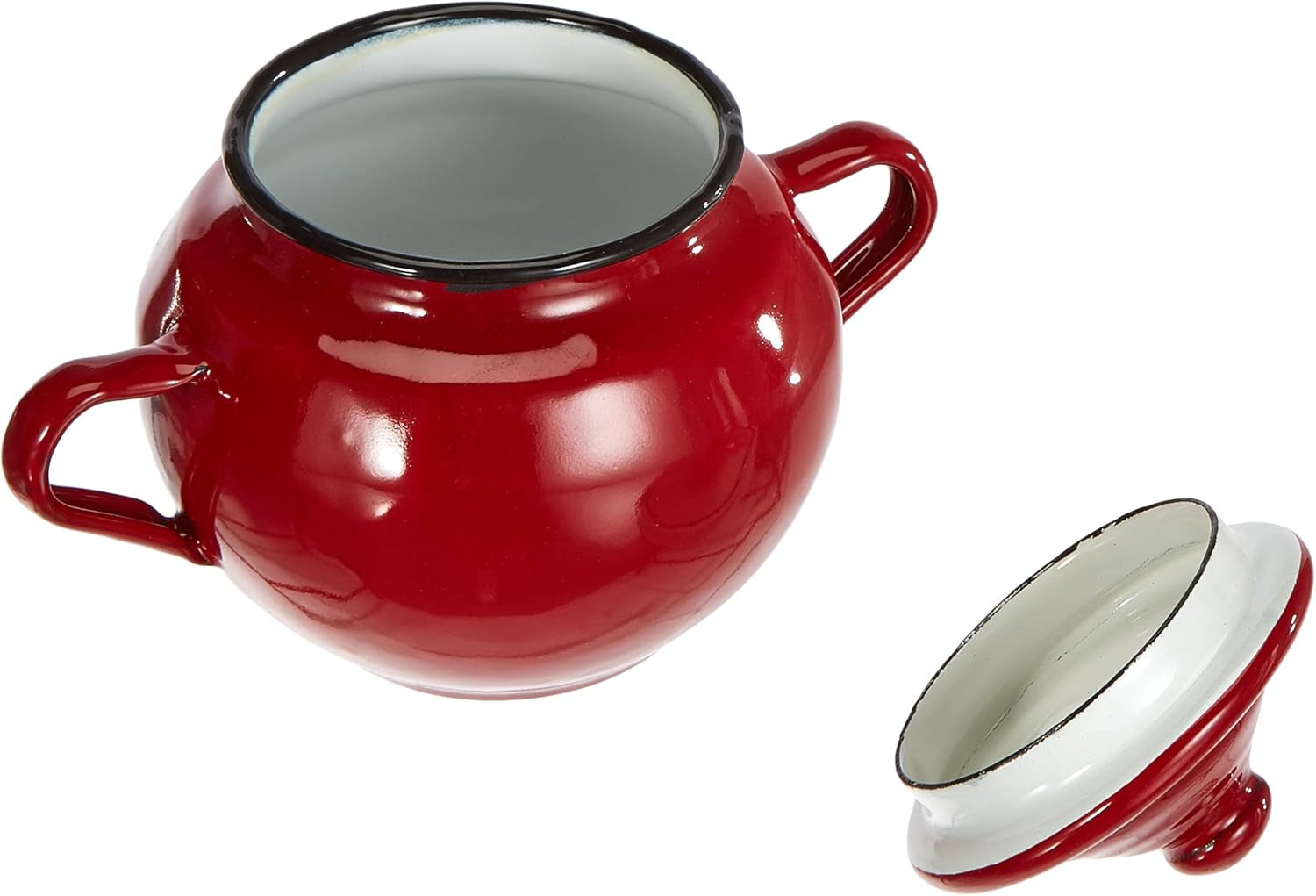 Zahărniță Roja cu capac, 0,5 l, din oțel emailat roșu, 10 x 10 x 20 cm, 2 bucăți