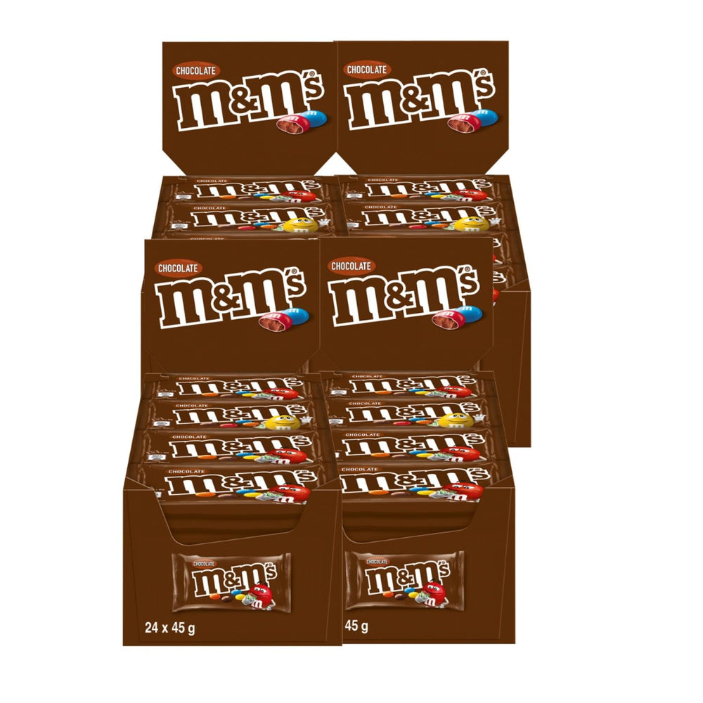 Paquete a granel de chocolate con maní de M&M, 24 x 45 g, lentejas con sabor a maní y chocolate, regalo de chocolate (1080 g), ideal como regalo con temática de fútbol