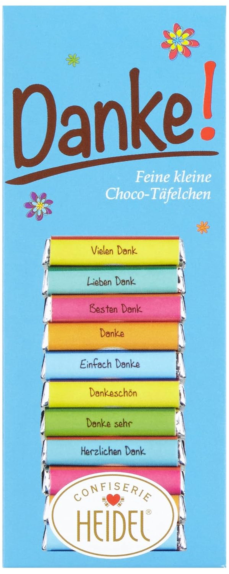 Barras de chocolate con leche Heidel Thank You 3x80 g, 16 minibarras de 5 g por paquete, Varias expresiones de agradecimiento, Exquisita idea de regalo