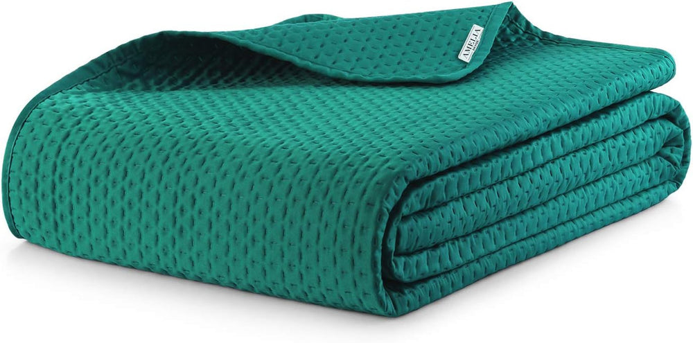 Ameliahome Colcha 200X220 Cm Colcha Verde Oscuro Con Dos Caras Gofradas Satén Mate Carmen Camas y Mantas Besuche den AmeliaHome-Store