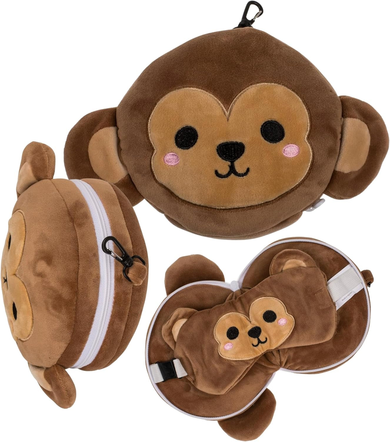 Pernă de călătorie din pluș cu dinozaur pentru copii, cu mască pentru ochi – Pernă de gât moale 2 în 1 pentru copii – Pernă de călătorie confortabilă pentru mașină, tren și avion – Lavabilă și care economisește spațiu