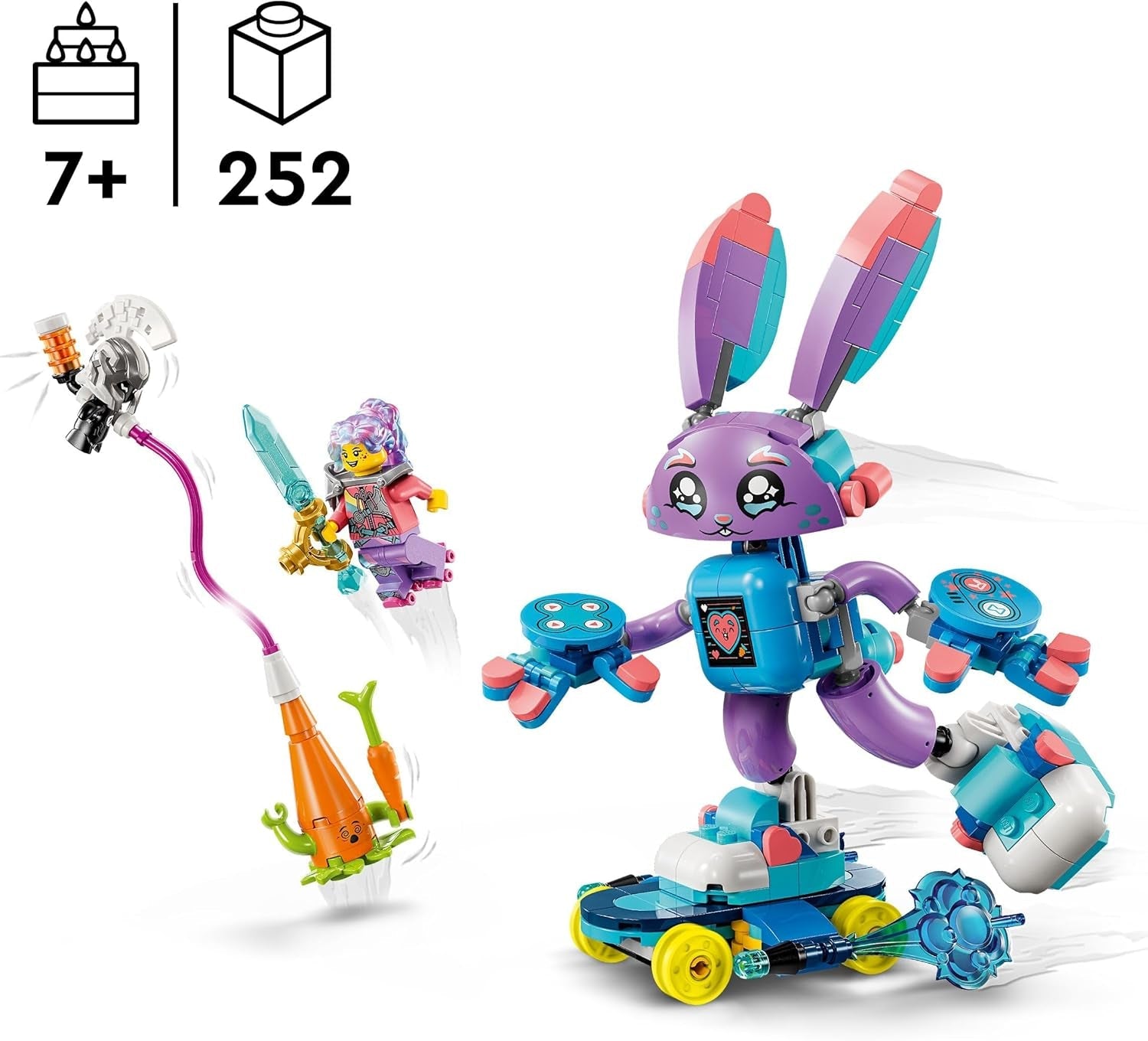 LEGO Dreamzzz Izzie y Bunchurro, el conejito de los videojuegos, juguete para niños mayores de 7 años, juego 2 en 1 con minifigura de héroe y Cyberling para una experiencia de juego imaginativa 71490 Juegos de construcción Besuche den LEGO-Store