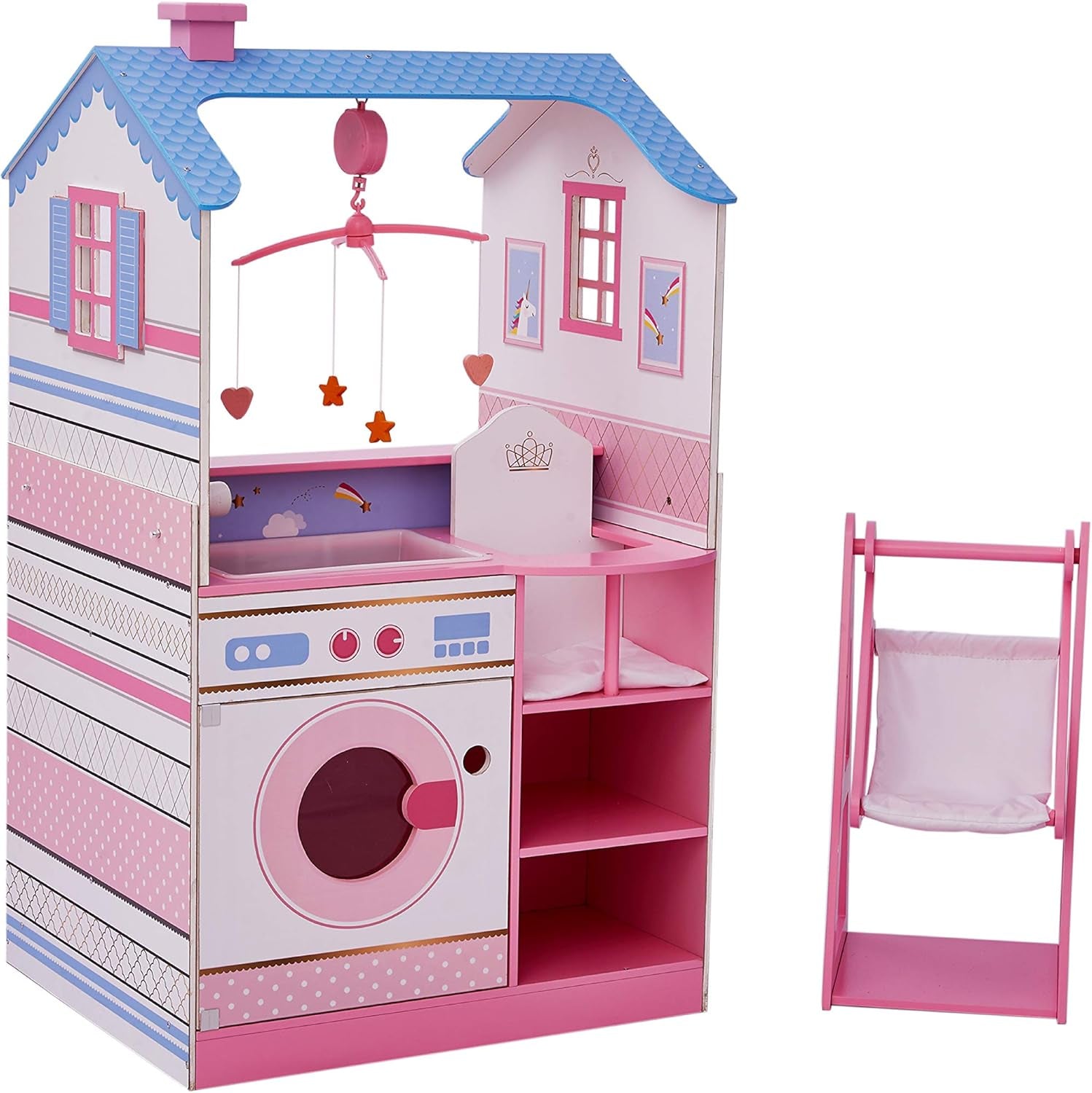 Olivia'S Little World Teamson Kids Casa de muñecas de madera para bebés de 18 pulgadas Guardería de doble cara TD-11460W Casas de muñecas Naty Shop Cambiador