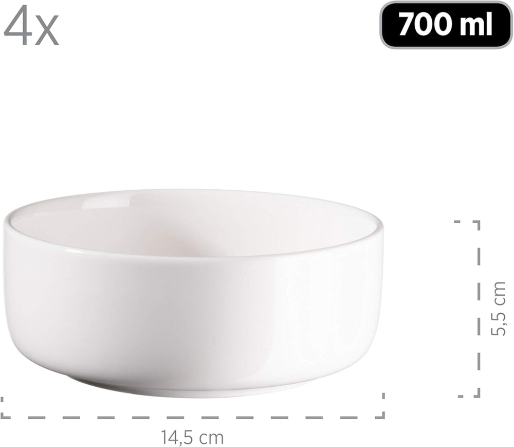 MÄSER 931617 Serie Finaro Geschirr Set Für 4 Personen in Gastronomie-Qualität, Skandinavisches Design, 16-Teiliges Kombiservice, Weiß, Durable Porzellan Seturi vesela masa Naty Shop