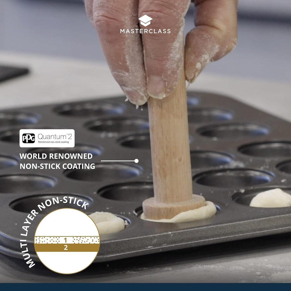 Mini molde para tarta Masterclass 24 agujeros 1 mm de espesor Acero al carbono duradero 35x27 cm Gris Naty Shop