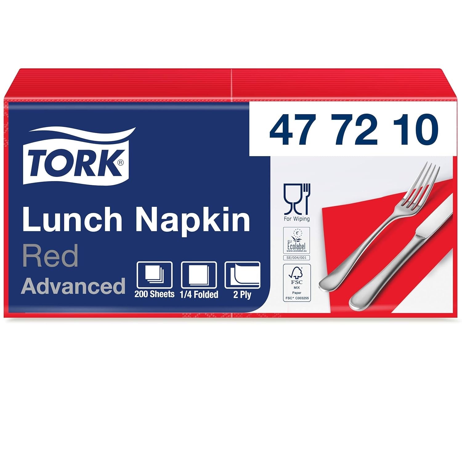 Tork 477840 Șervețele de prânz Lime / Șervețele din 2 straturi pentru mâncăruri mici sau gustări / Calitate avansată / 10 X 200 (2000) șervețele de hârtie / 32.6 X 33 Cm (L X l) / 1/4 pliere