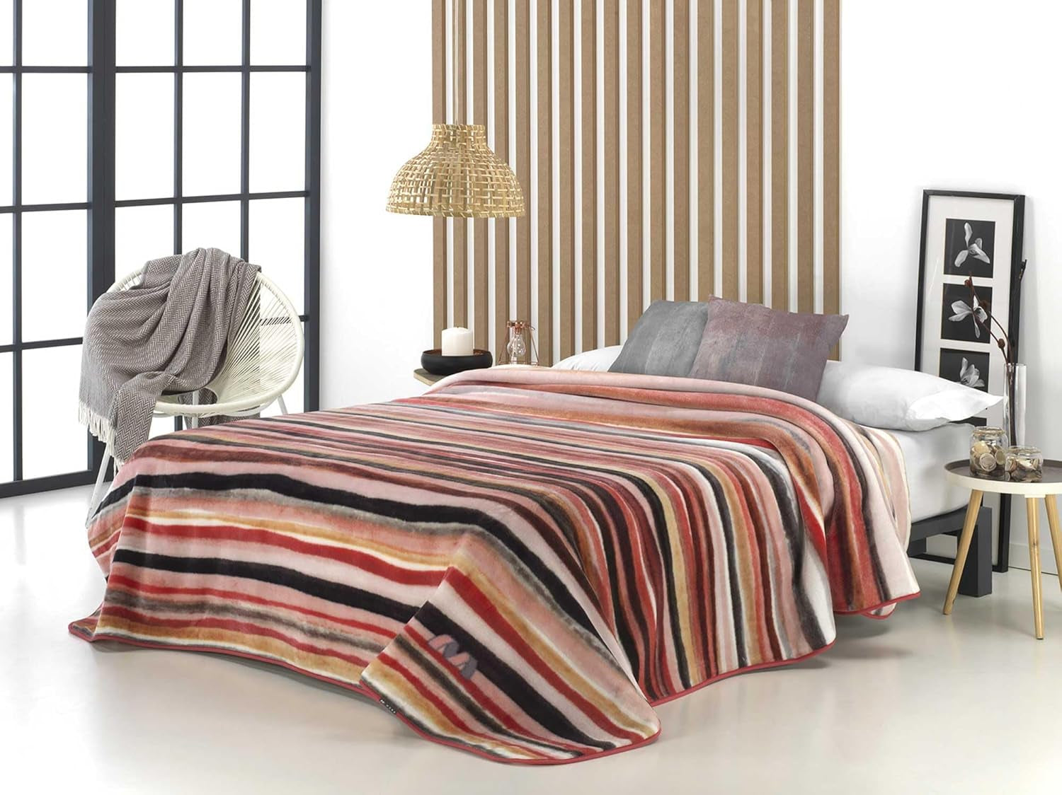 Manta Estampada, Gran Volumen, 100% Poliéster, 450 G/M², Suave, Para Otoño/Invierno, Diseño Harmony N10, 170 X 240 Cm, Para Camas De 90/105 Cm, Gris Naty Shop Edredones Y Edredones Rosa 260X240Cm - Cama 160/180Cm