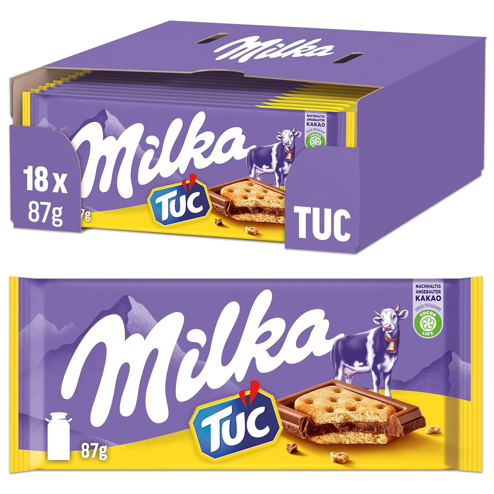 Milka Cow Spots – Chocolate con leche alpino con chocolate blanco con diseño de manchas de vaca – 24 x 90 g