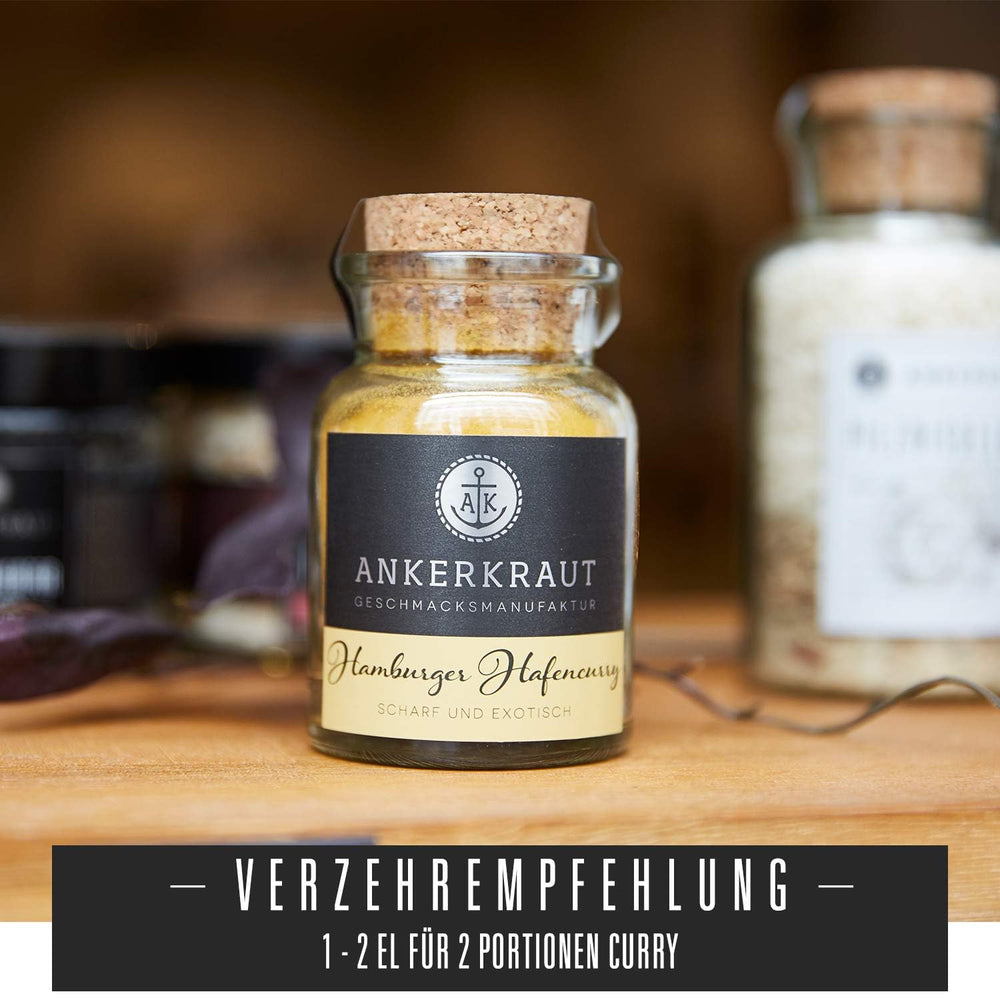 Ankerkraut Hamburger Hafencurry, Curry Gewürz ohne Salz, lecker würzen, einfach kochen, 150 g im aromadichten Beutel