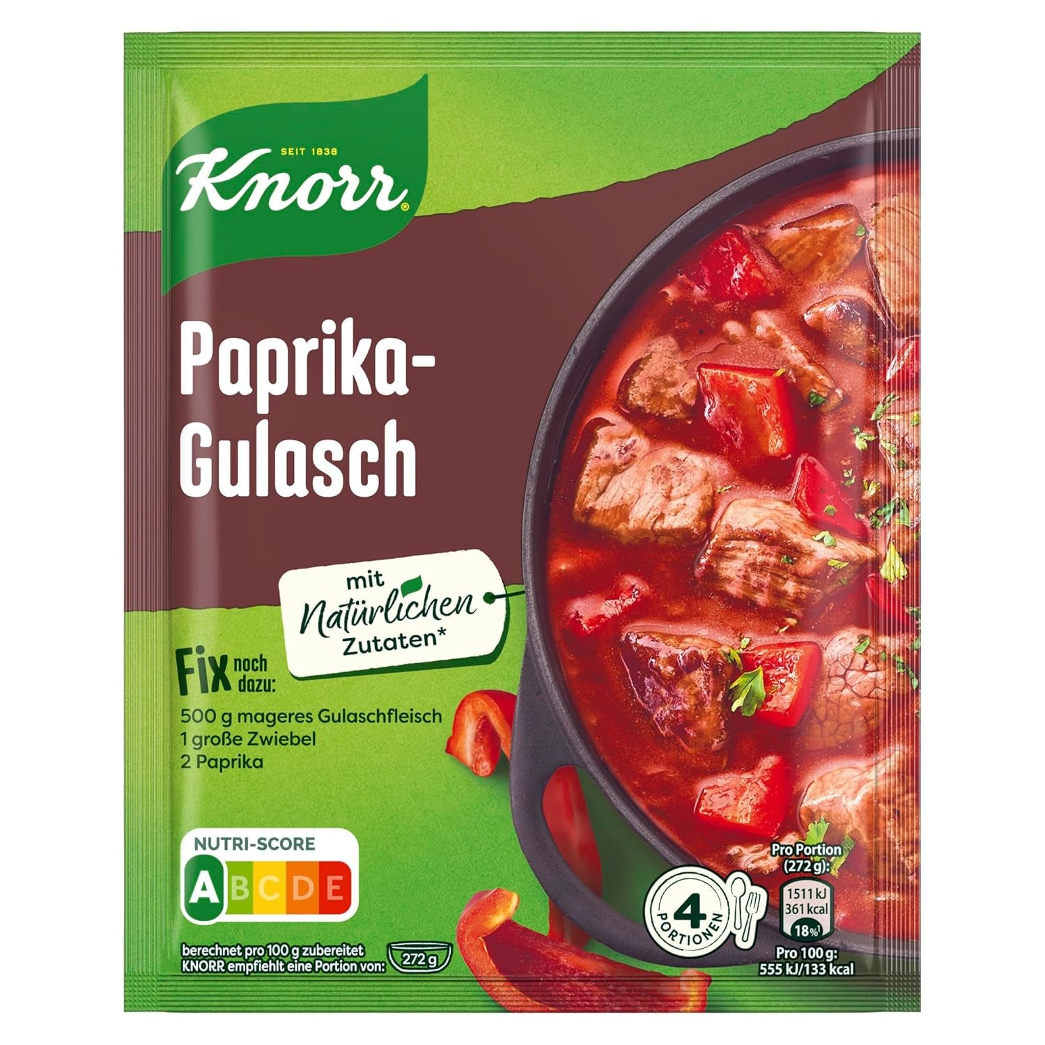 Knorr Fix Würzmischung Paprika-Gulasch für eine leckeres Fleischgericht mit natürliche Ingredient 4 Porciones