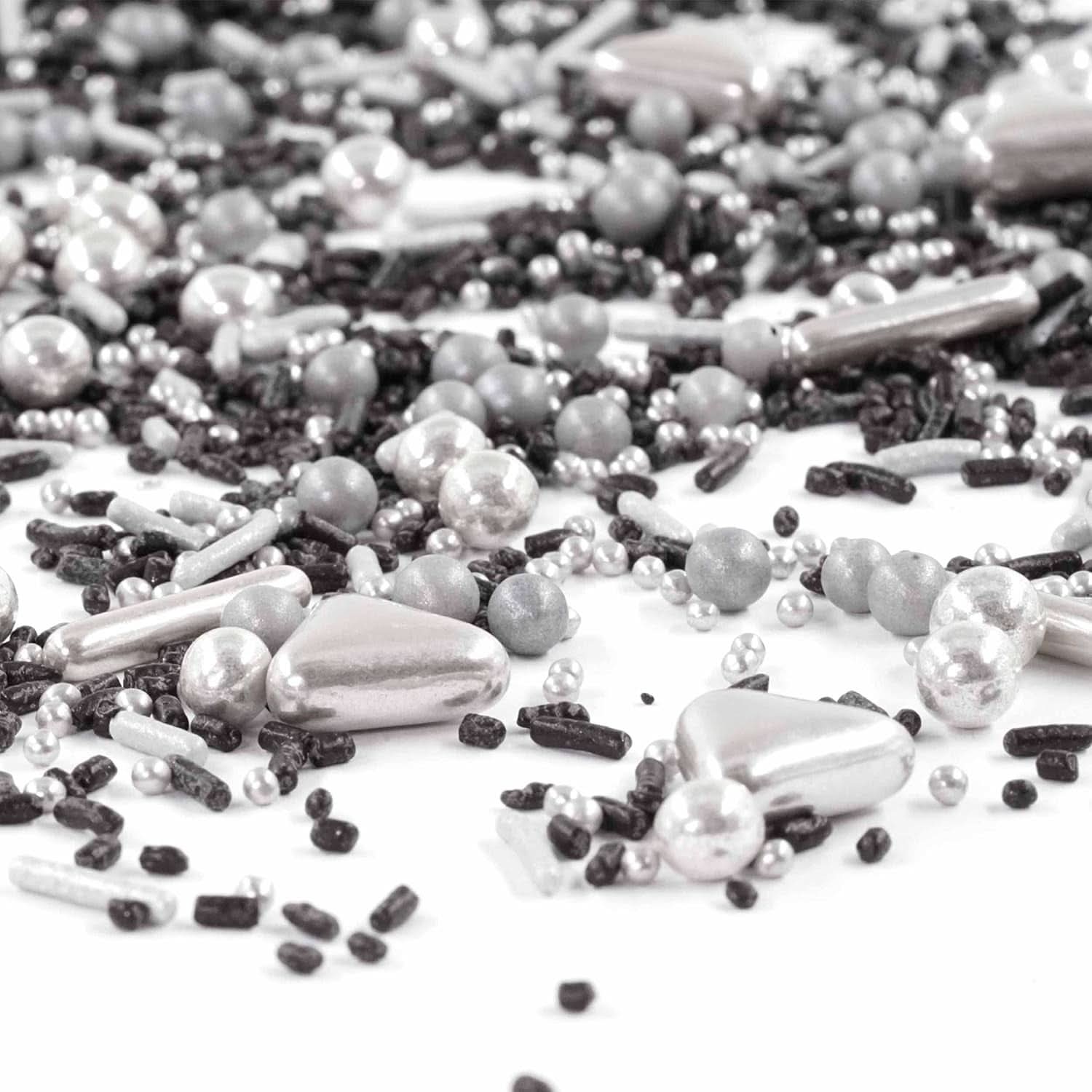 Streusel Glück Black Beauty, Mix Sprinkles Silver - Negro, 90 gramos Sprinkles Naty Shop