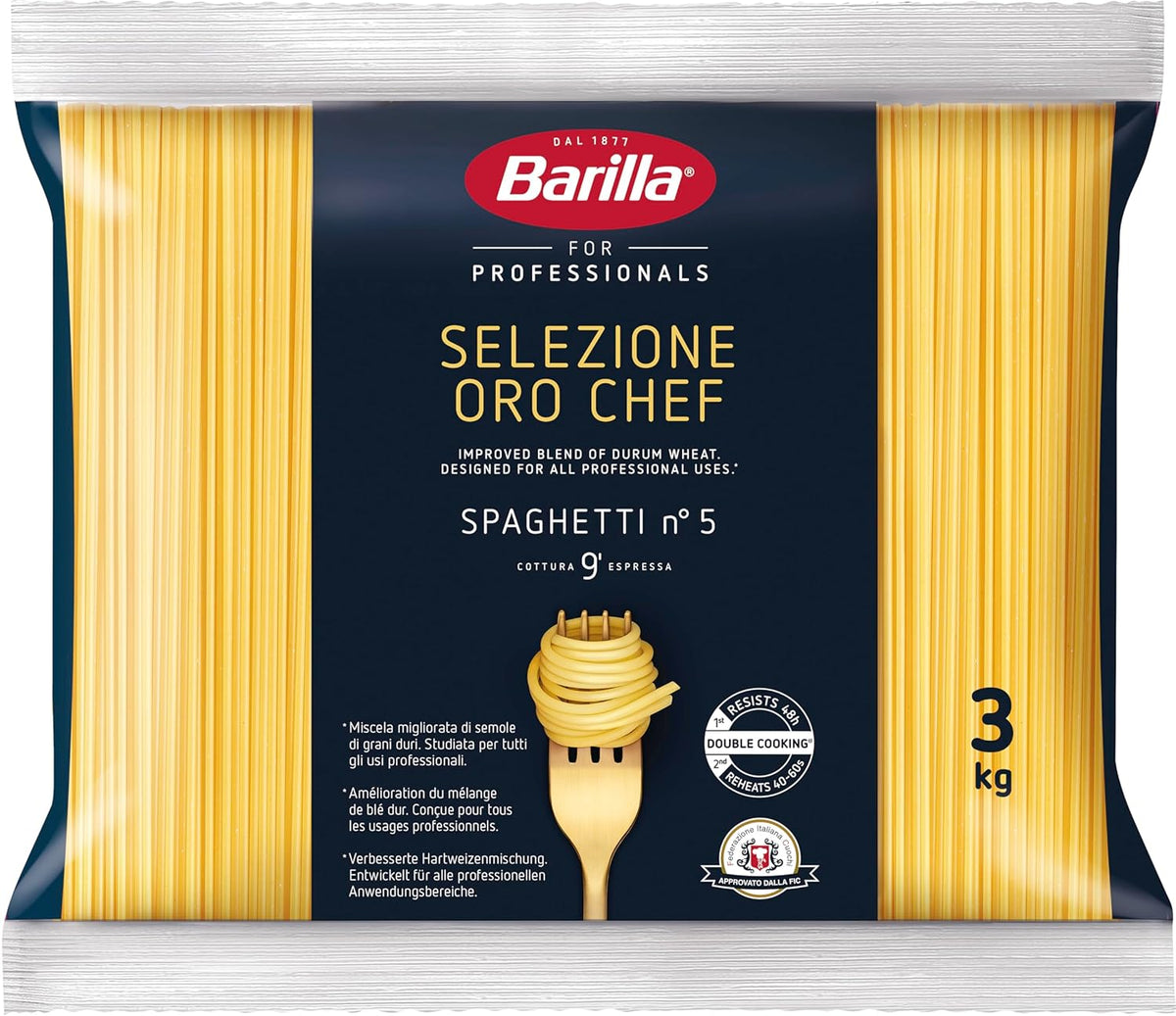 Barilla Selezione Oro Chef Spaghetti n. 5, paquete de 4 (4 x 3 kg)