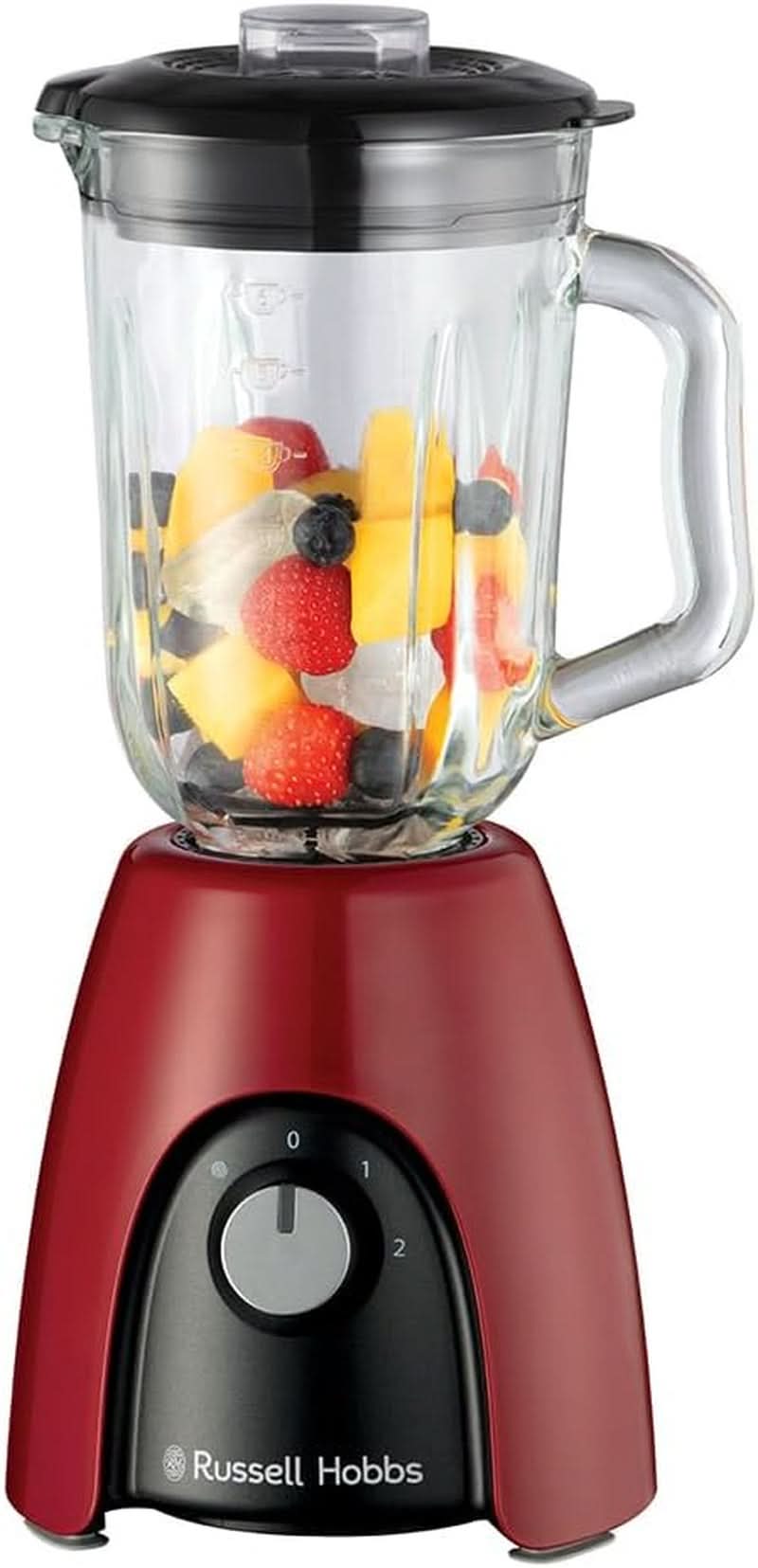 Russell Hobbs Standmixer [1,5L Glasbehälter] Desire Rot (Starker 0.9PS Motor, Impuls-/Ice-Crush-Funktion, Edelstahlmesser, Bpa-Frei Mixer, Elektrischer Zerkleinerer, Smoothie-Maker) 24720-56 Mama si Copilul Naty Shop Glas Standmixer Neu