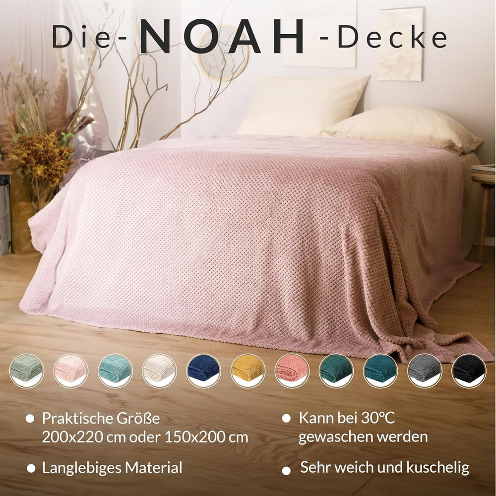 Colcha HOMLA Noah 220 X 240 Cm - colcha sofá cómoda manta manta - mullida y suave - poliéster gris Camas y mantas Besuche den HOMLA-Store
