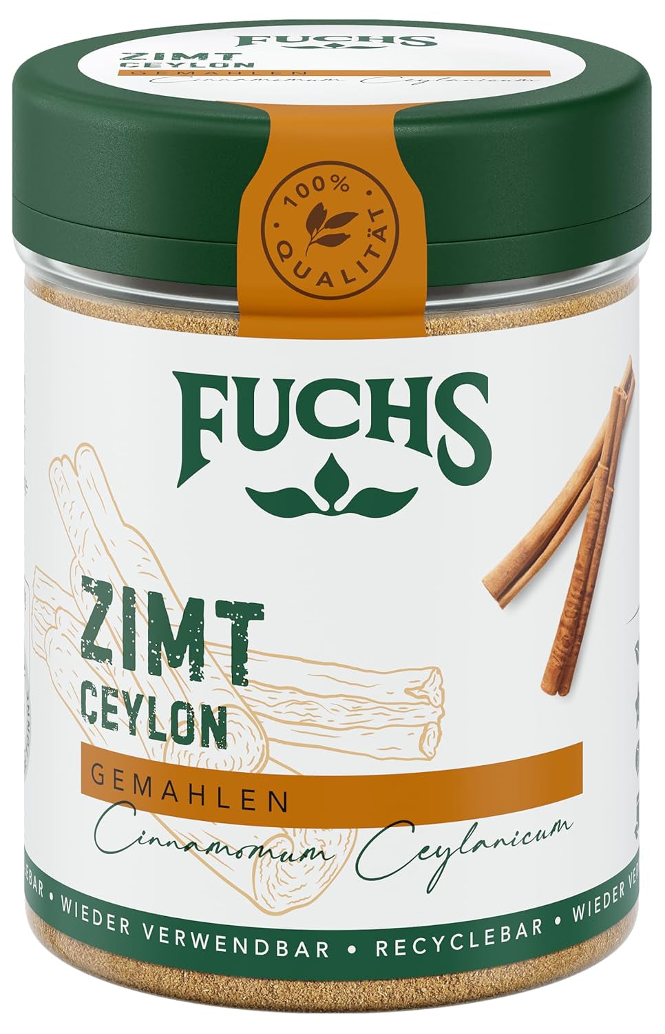 Fuchs Gewürze - Zimt Ceilán gemahlen | Ingrediente natural | 30 g en wiederverwendbarer, recyclebarer Streudose