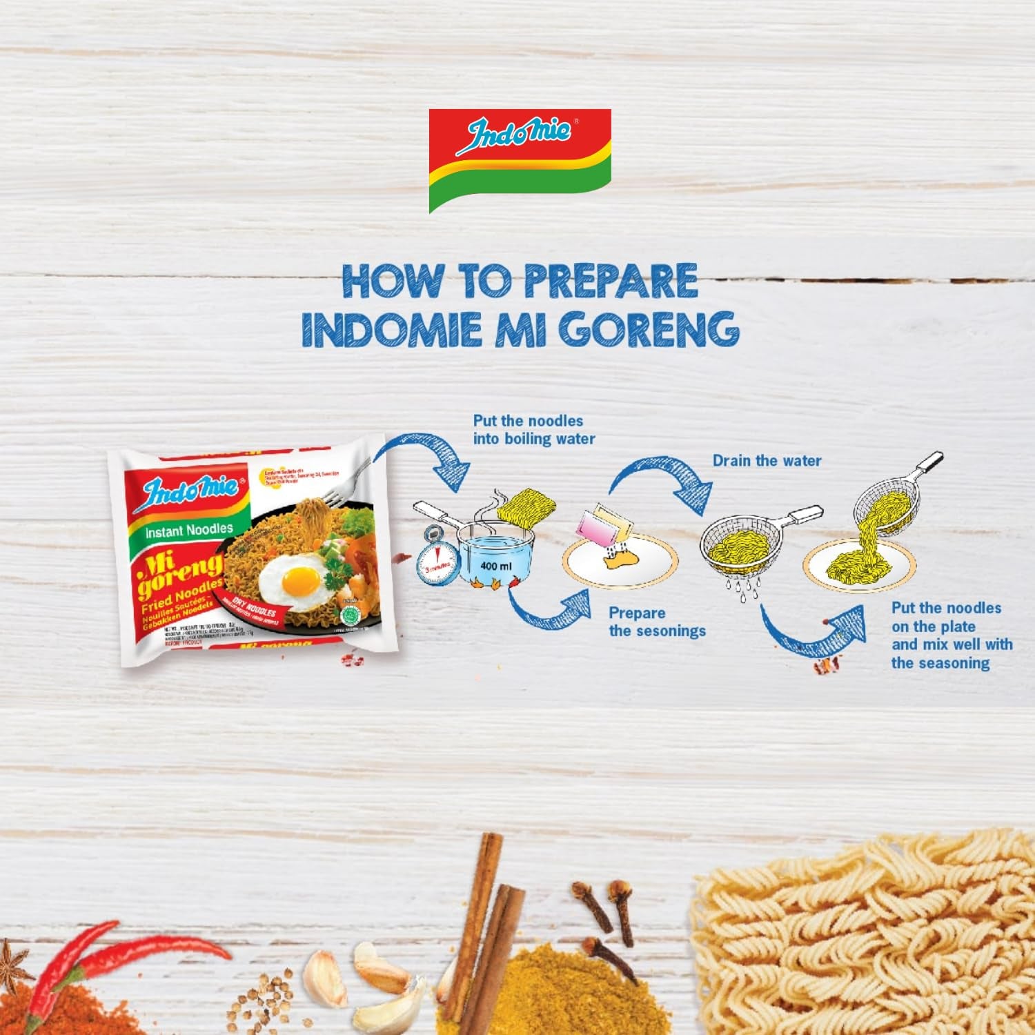 INDOMIE - Fideos instantáneos Mi Goreng - Paquete múltiple (40 x 80 g)