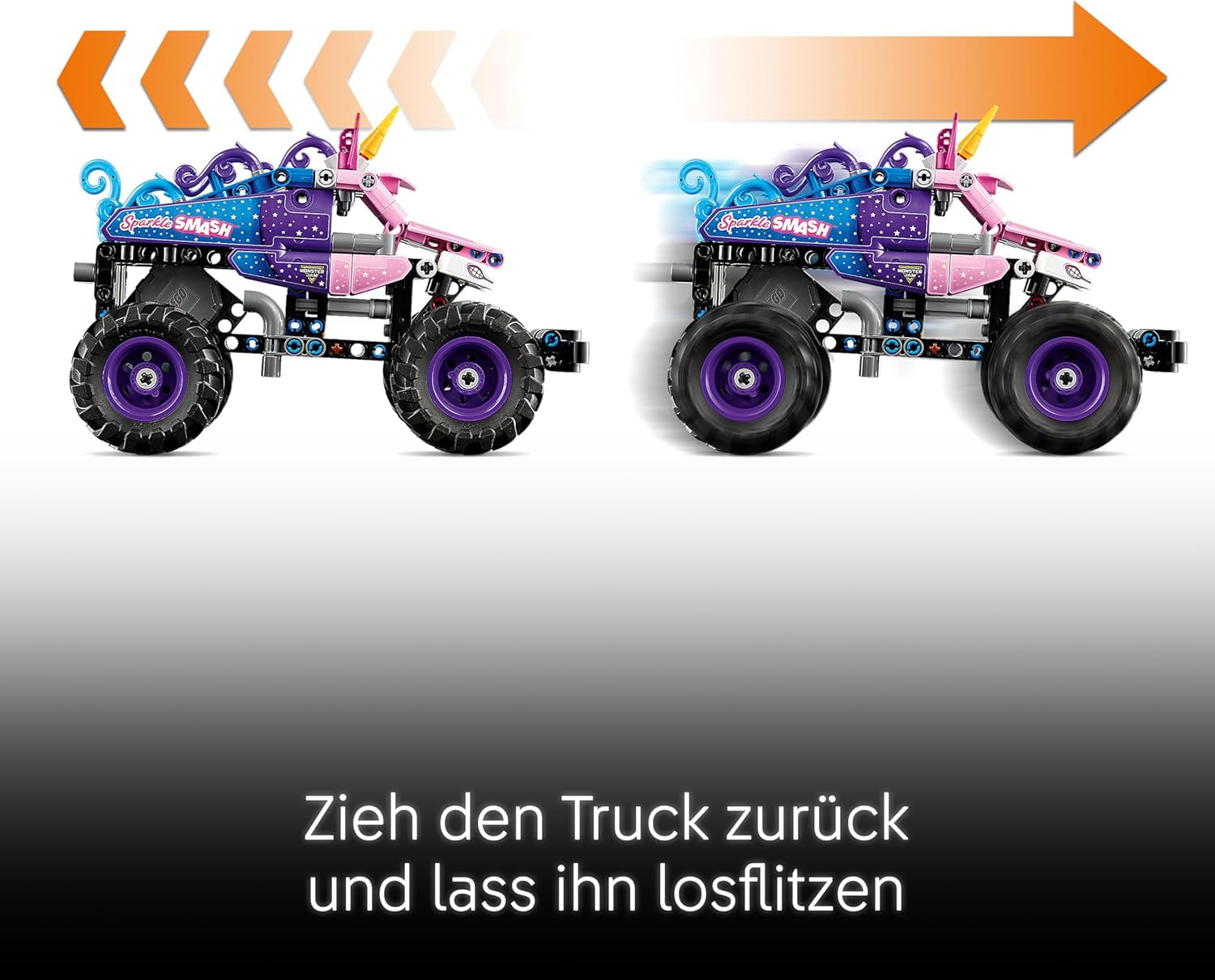 LEGO Technic Monster Jam Sparkle Smash con motor de rueda - Technic Monstertruck & Einhorn Monster Truck Spielzeug - Juegos creativos de 7 años para niños, niñas y niños - 42220