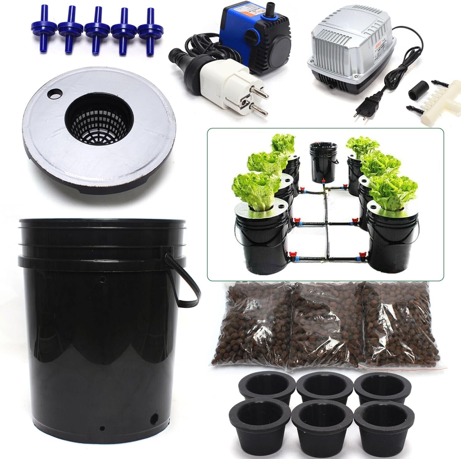 Kit de sistema de cultivo hidropónico DWC, sistema de cultivo hidropónico de interior, sistema de cultivo hidropónico para el hogar y la cocina con 20 litros de agua.