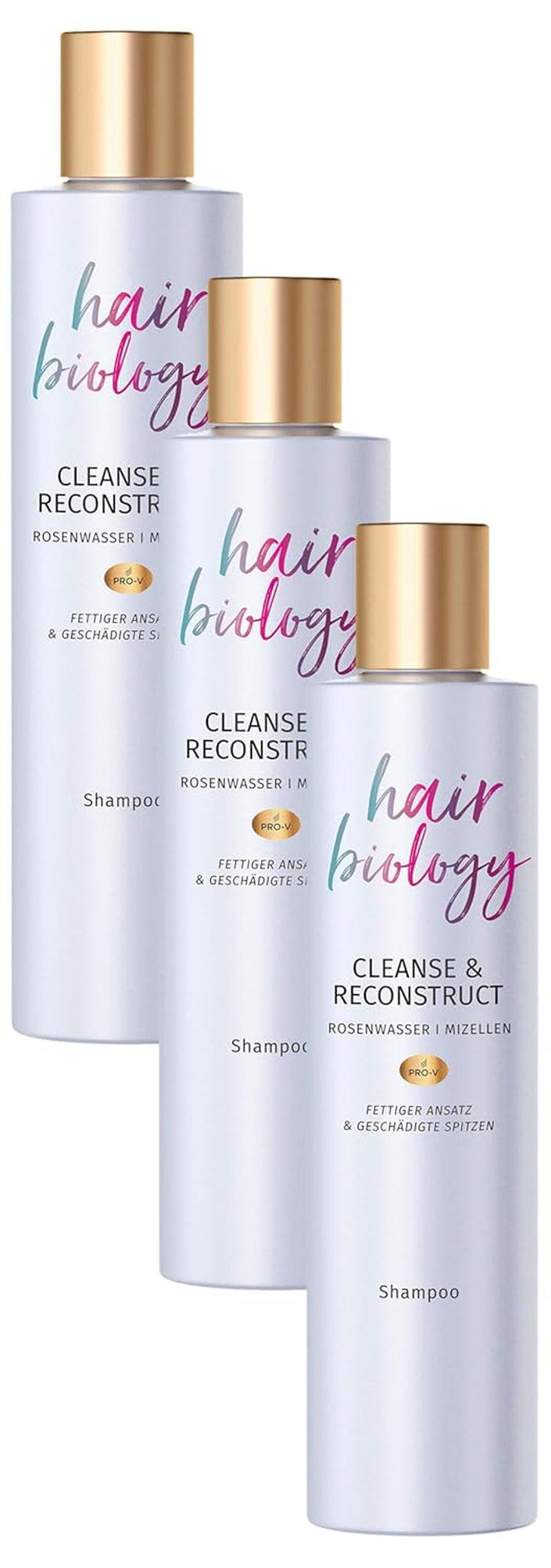 Hair Biology Champú Cleanse & Reconstruct, Para raíces grasas y puntas dañadas, 250 ml Ducha y baño Naty Shop Champú 3 x 250 ml