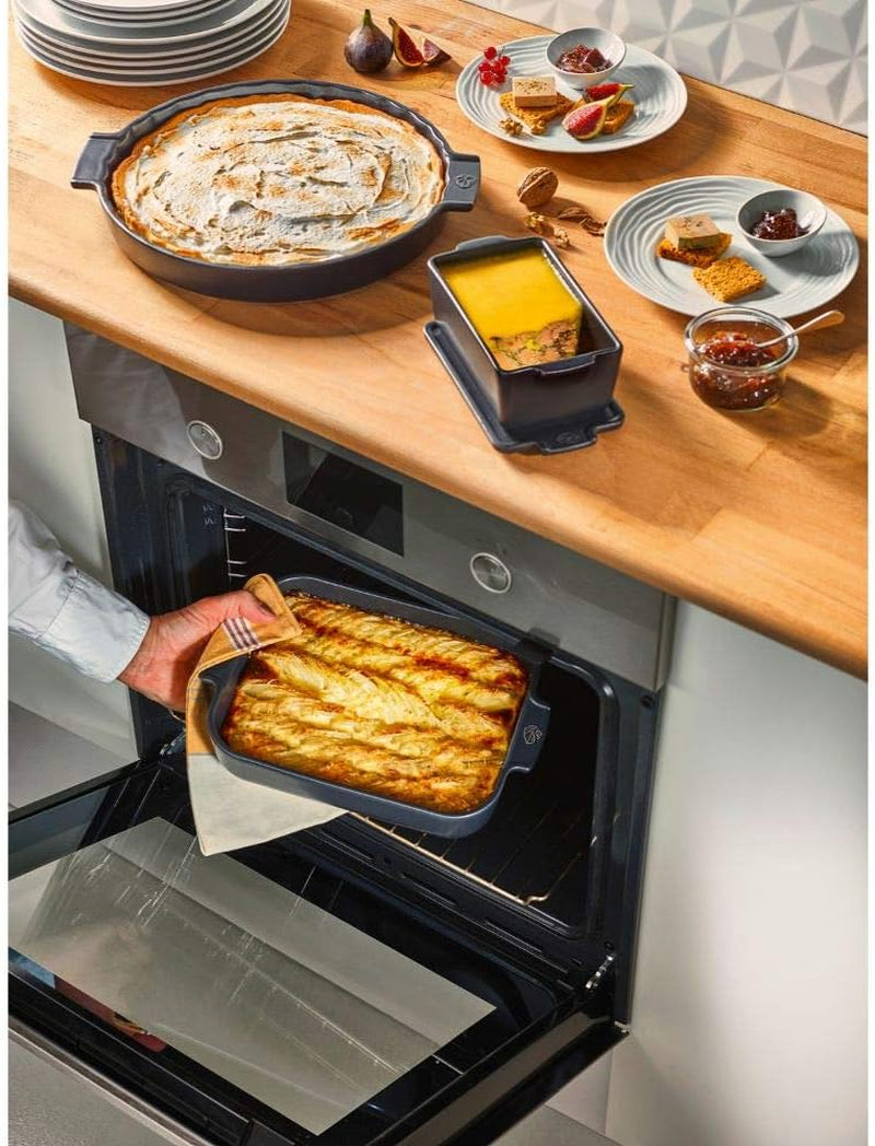 Peugeot Appolia Rechteckige Auflaufform Mit Griffen, Keramik, Schiefer / Grau, 7,2X31X21,7 Cm, Fassungsvermögen: Ca. 2 L, 60060 Moldes y bandejas para horno Naty Shop
