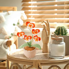 Handgefertigte Gehäkelte Phalaenopsis-Orchidee Topfpflanzen Gestrickte Künstliche Orchidee Phalaenopsis Blumen Mit Exquisitem Topf Für Weihnachten Geburtstag Abschluss Geschenke Für Frauen