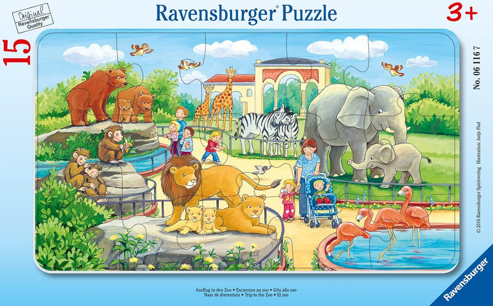 Ravensburger Puzzle infantil - 06116 Zoo Trip - Marco de 15 piezas para niños a partir de 3 años Puzzle Naty Shop Single