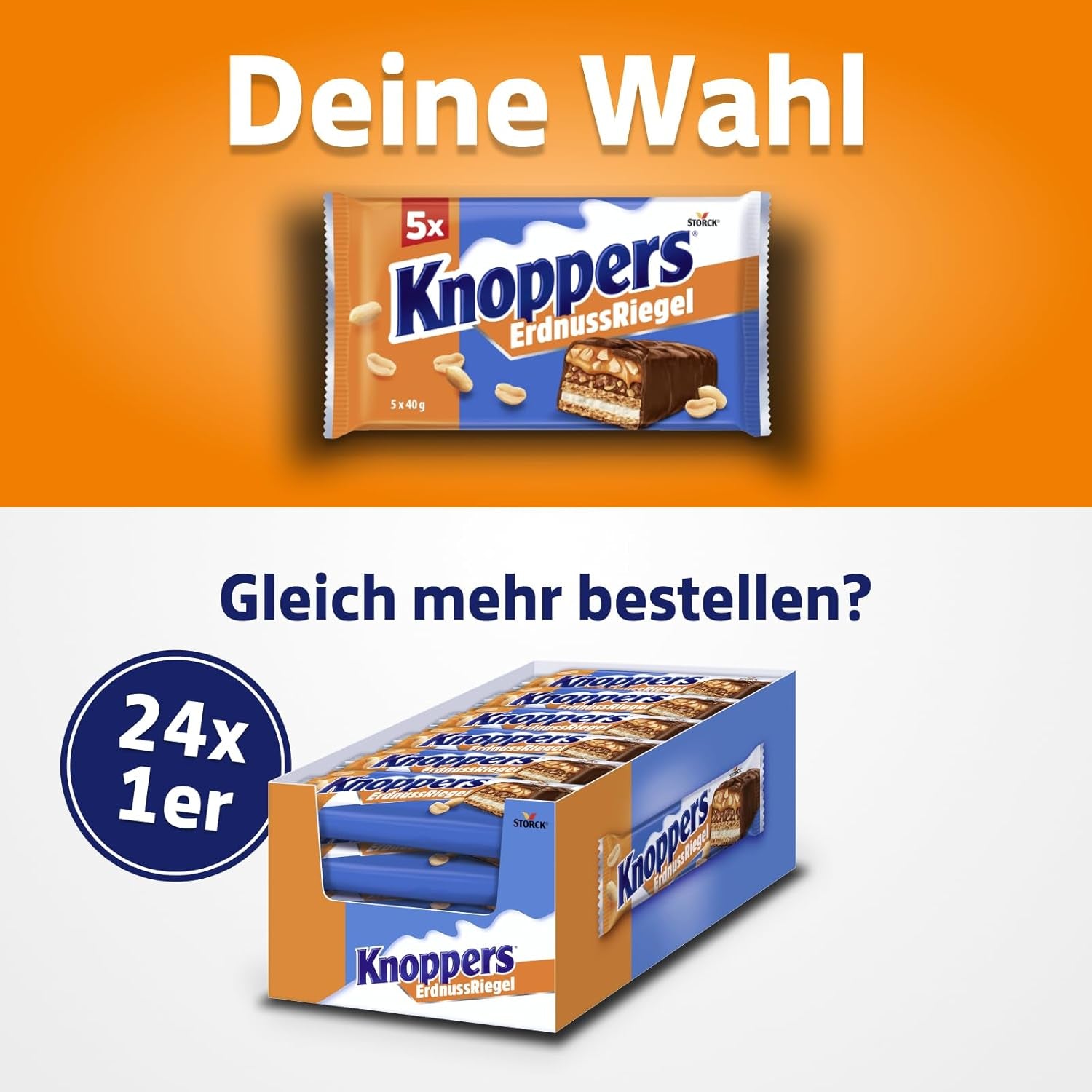 Knoppers Peanut Bar – 1 x 200g (5 barras) – Barra de chocolate con leche con crema de maní, maní salado picado, caramelo y chocolate con leche