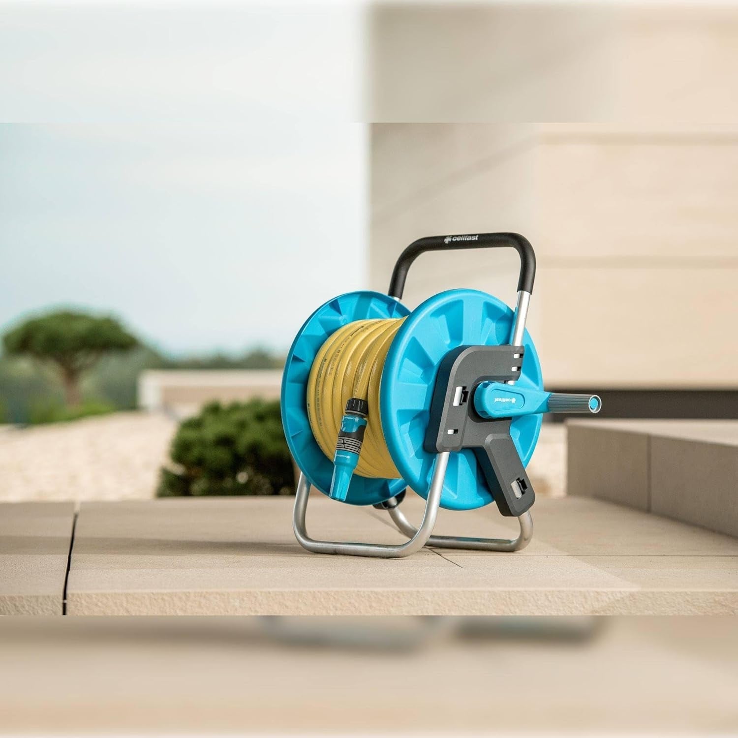 Rolă de furtun CELLFAST, înfășurare furtun de grădină rezistentă la coroziune, previne îndoirea furtunului, 1/2" 45 m Aluplus