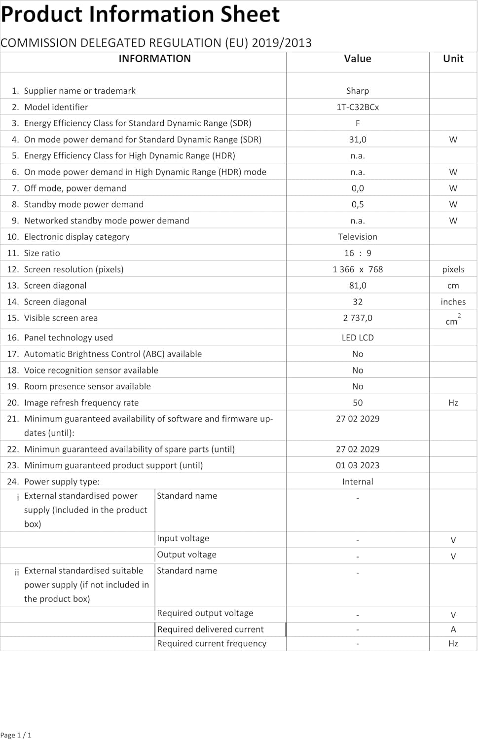 Televizor inteligent SHARP 32BC6E, 81 cm (32 inch), HD Ready, LED (Harman Kardon, HDMI, tuner HD)