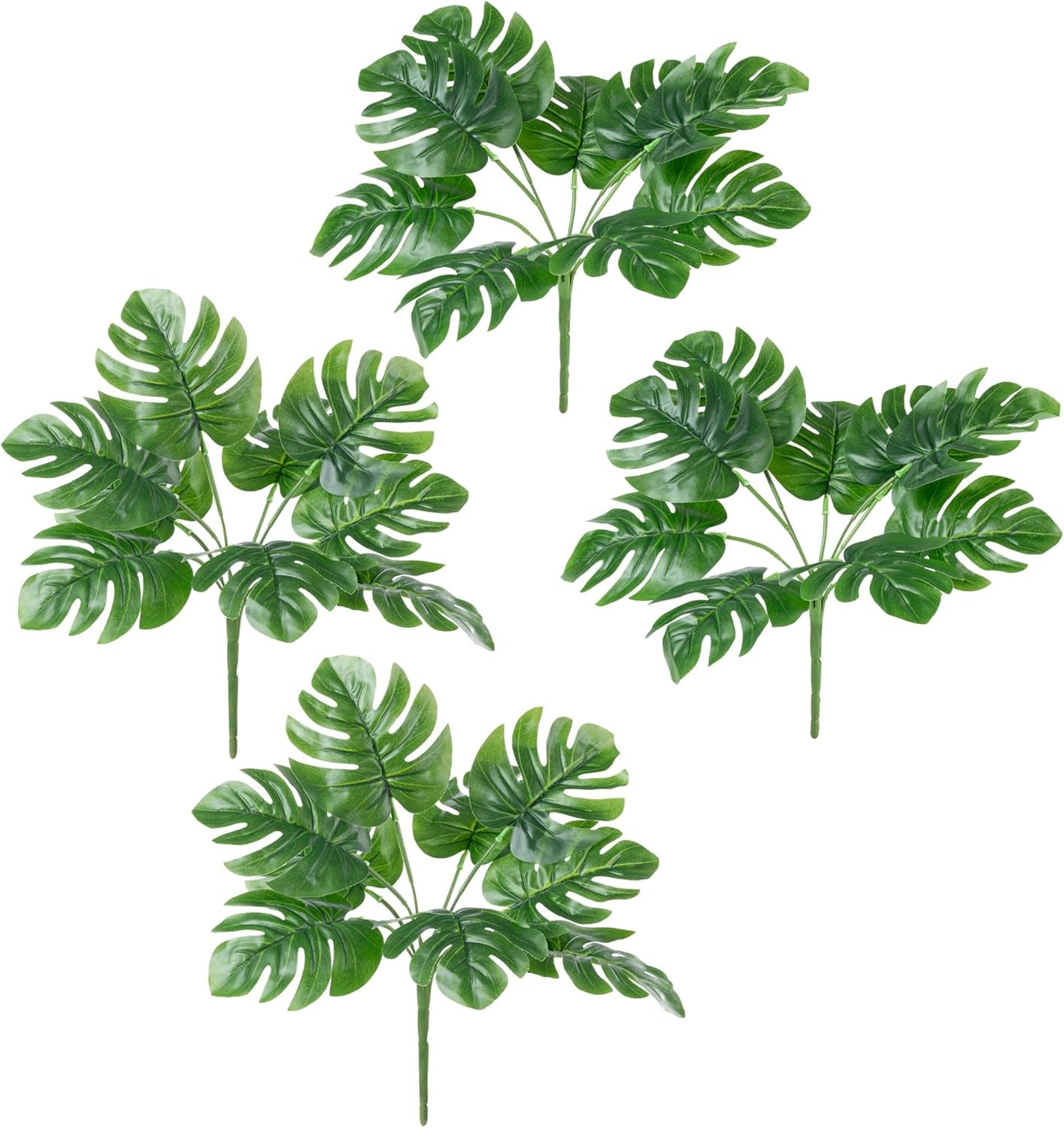 PASCH® 4Er Set Tropische Kunstpflanzen Wie Echt (35Cm) in Weißen Keramiktöpfen: U.A. Monstera Künstlich & Areca Kunstpalme | Künstliche Pflanzen Im Topf | Fake Plant | Kunstblumen Im Topf