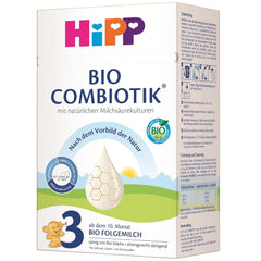 HiPP 3 Organic Combiotik (4 x 600g), leche de continuación a partir de 10 meses, con cultivos naturales de ácido láctico, vitaminas C y D, GOS, Omega-3 (DHA, ALA), de la mejor calidad biológica
