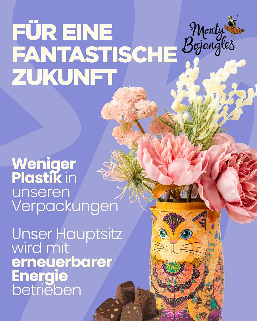 Monty Bojangles Savanna Gold Trufas de chocolate (135 g) Set de regalo de praliné de cacao en polvo en una caja de coleccionista individual con diseño de gato Flutter Scotch Flavor