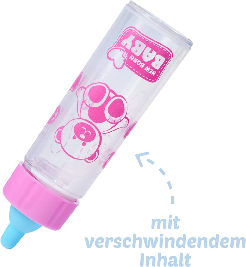 Simba 105562487 - New Born Baby First Nursing Set, manechin, scutec și sticlă de lapte cu conținut care dispare, pentru păpuși de 38-43cm Papusi Naty Shop