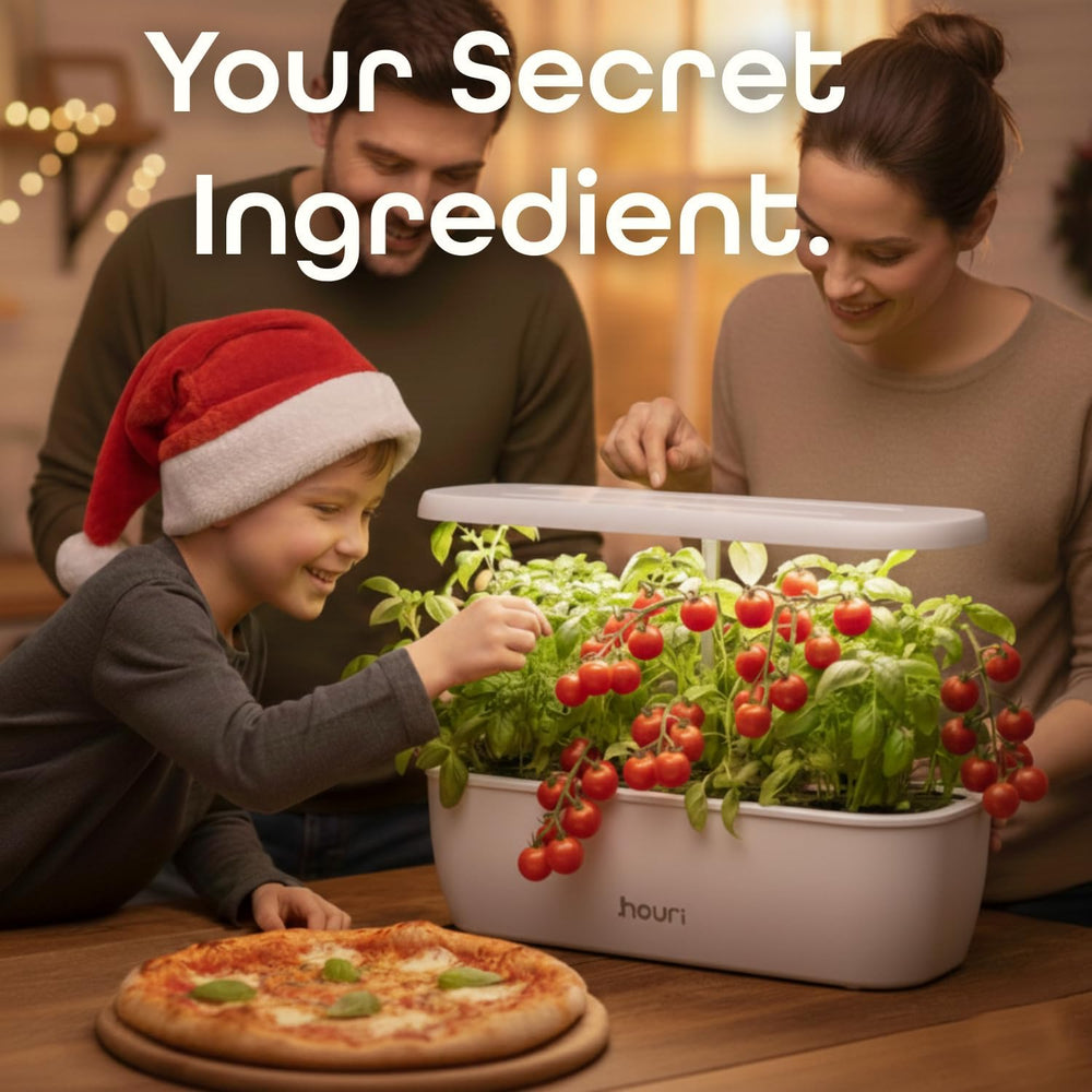 Nuevo 7 Puente + Albahaca reliquia | Jardín inteligente para cocineros caseros | Sistema de cultivo hidropónico | Luces de cultivo LED | Kit de jardinería de hierbas de interior para amantes de las plantas y jardineros, blanco