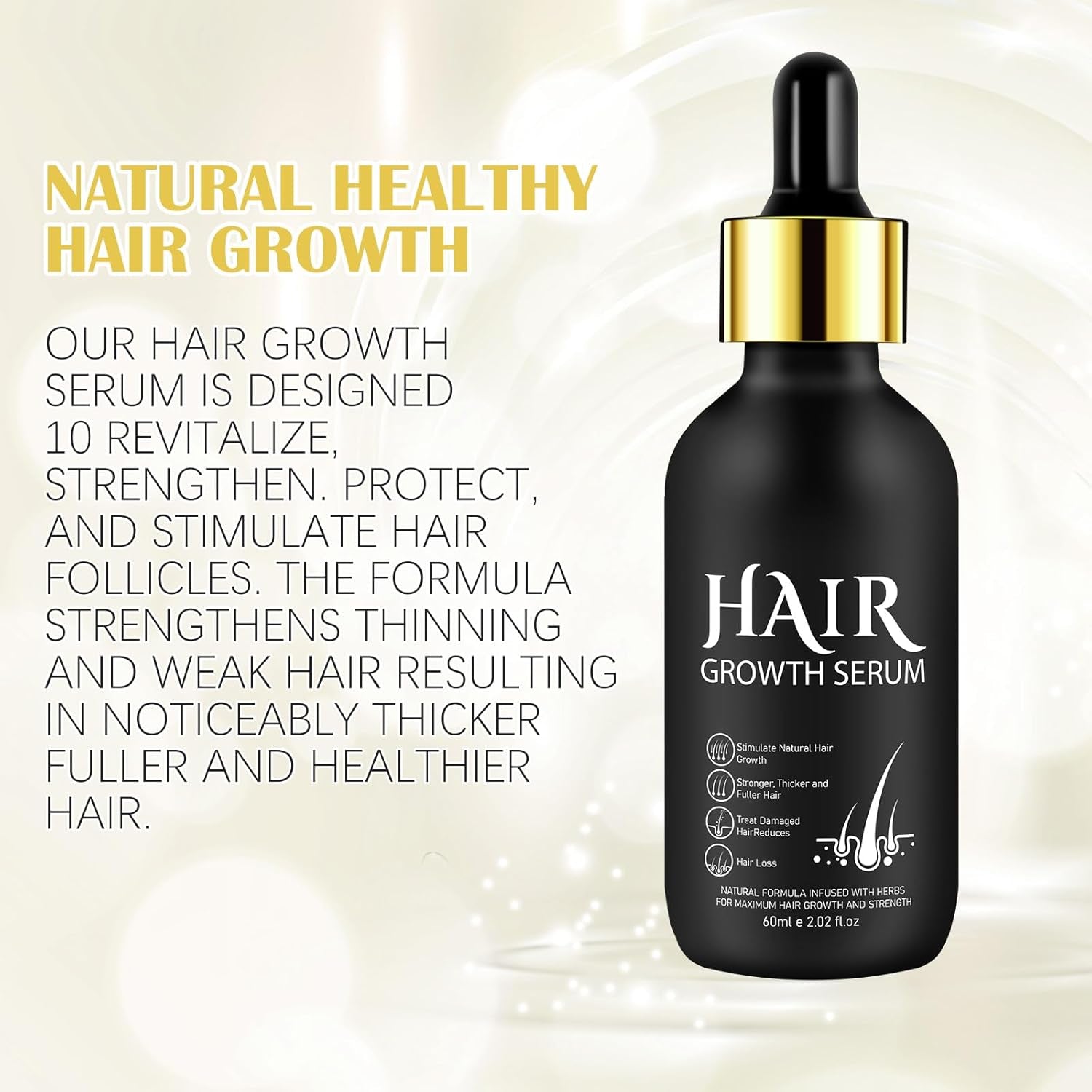 Ulei organic 5% pentru creșterea părului - Soluție pentru uz extern - Creșterea și îngroșarea părului - Pentru căderea părului și subțierea părului la bărbați - Reactivează foliculii reduși - Dozator cu pompă precisă, 60ml Ingrijirea parului Naty Shop