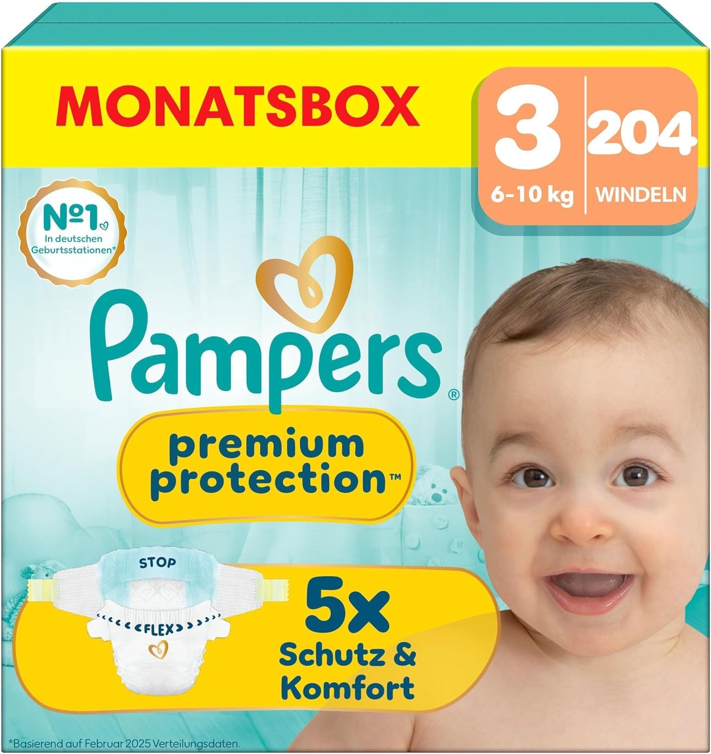 Pampers Premium Protection Talla 5, 152 pañales, 11 kg-16 kg, nuestra protección número uno contra la piel y las fugas