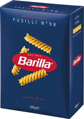 Barilla Pasta Classic Fusilli No. 98 de trigo duro de alta calidad, siempre al dente, Chili, Spaghetti, Fusilli, Penne, Italiano, 500g
