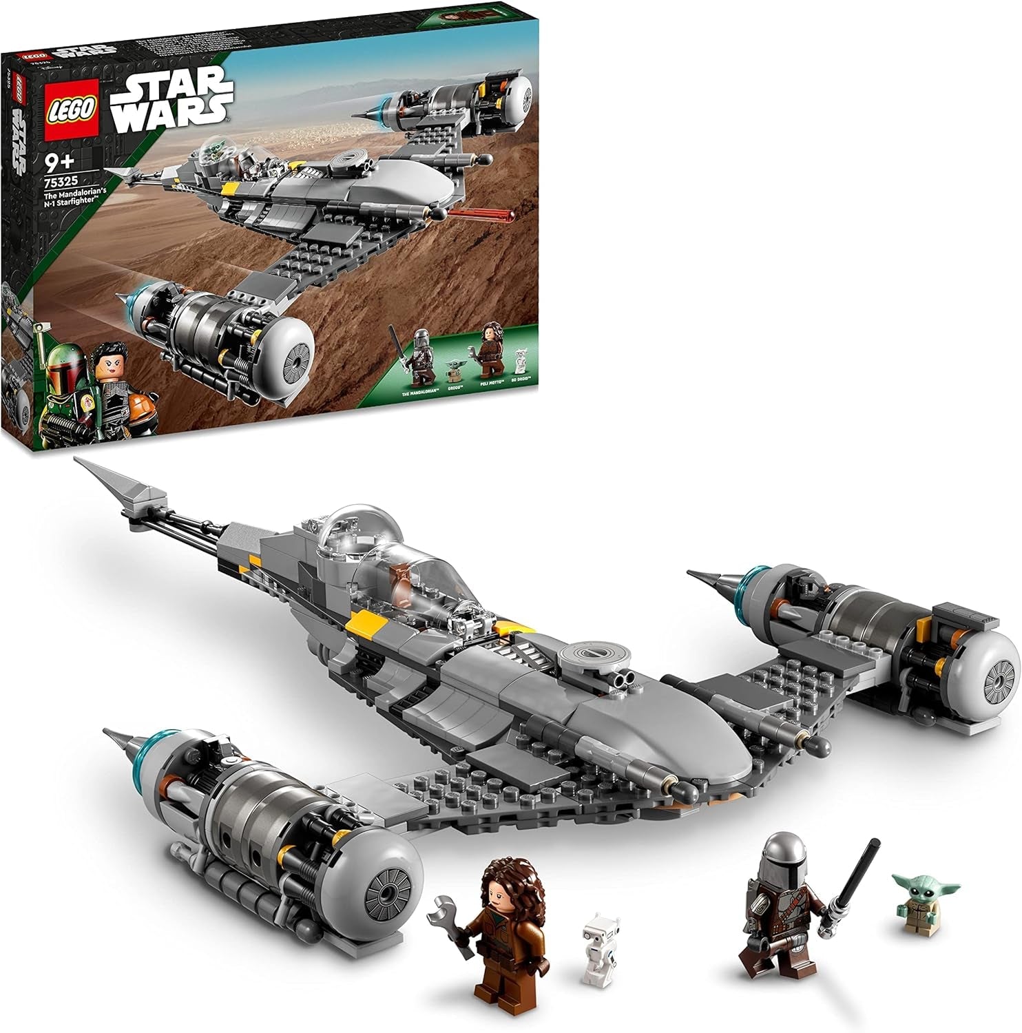 LEGO Star Wars The Mandalorian Fighter N-1 del Libro de Boba Fett Juguete de construcción con nave espacial, juego de 4 personajes, incluida la figura de Baby Yoda 75325 Juegos de construcción Besuche den LEGO-Store Single
