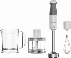 Kenwood Stabmixer HBM40.302WH, Triblade System Mit 3 Klingen, 1 Geschwindigkeit + Turbo, Metallstab 20 Cm, Inklusive Schneebesen, Messbecher, Zerkleinerer 0,5 L, 850 W, Weiß Mama si Copilul Naty Shop Modell 2023